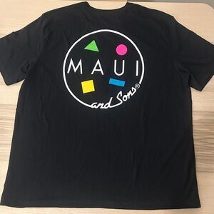 Maui and Sons Black Tee with Colorful Logo